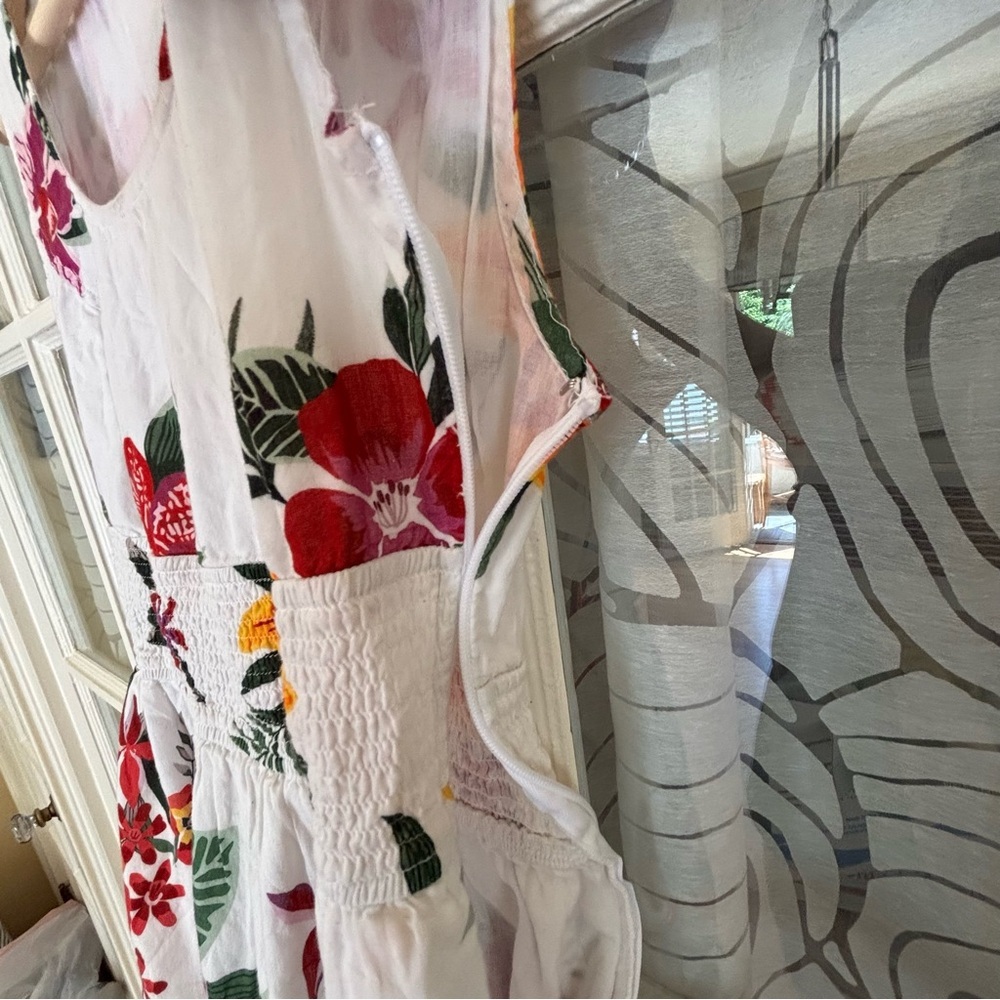 eShakti white tropical floral sleeveless tiered maxi dress size S 4 - Picture 5 of 14